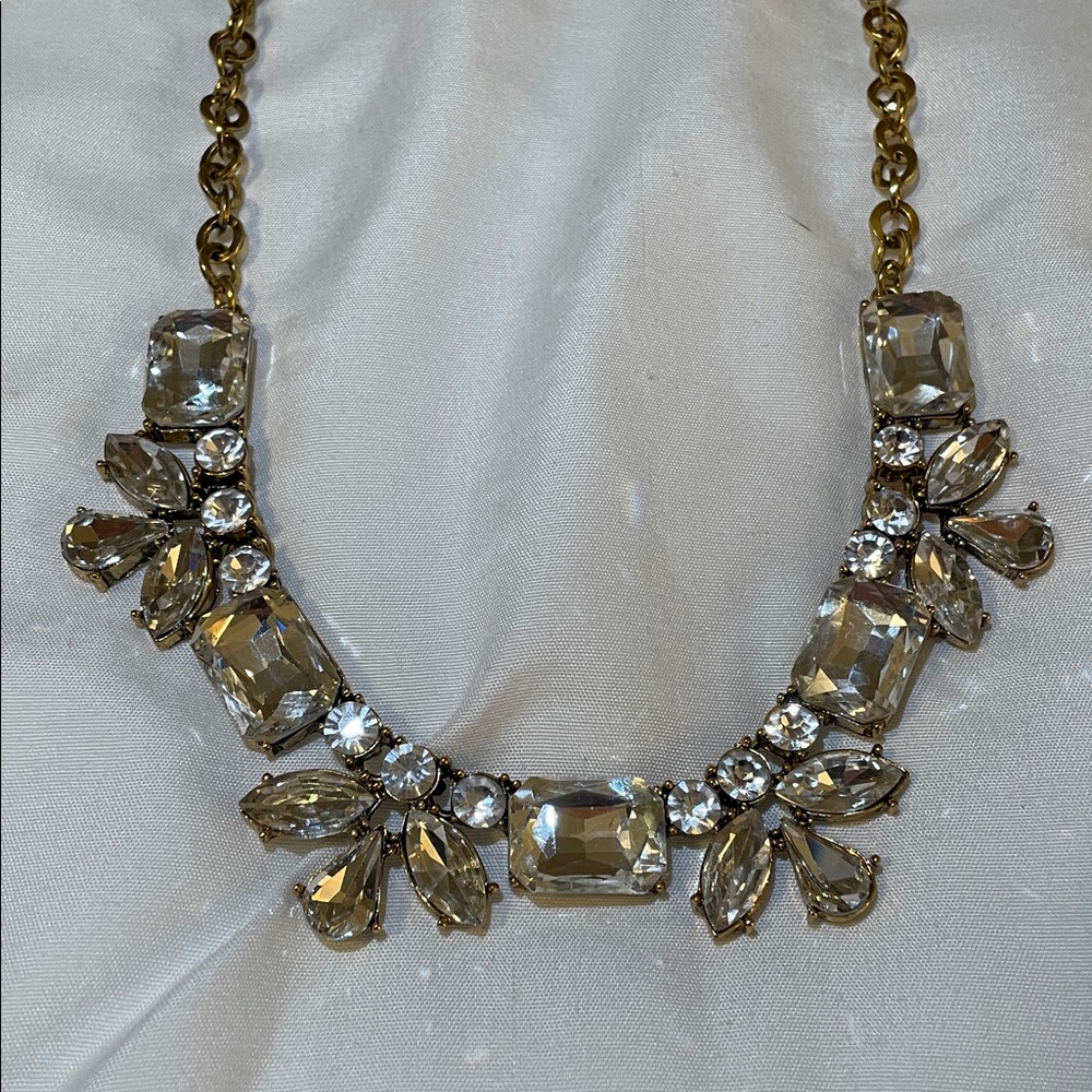 J. Crew Gold and Crystal Necklace with Crystal Accents - Picture 2 of 4